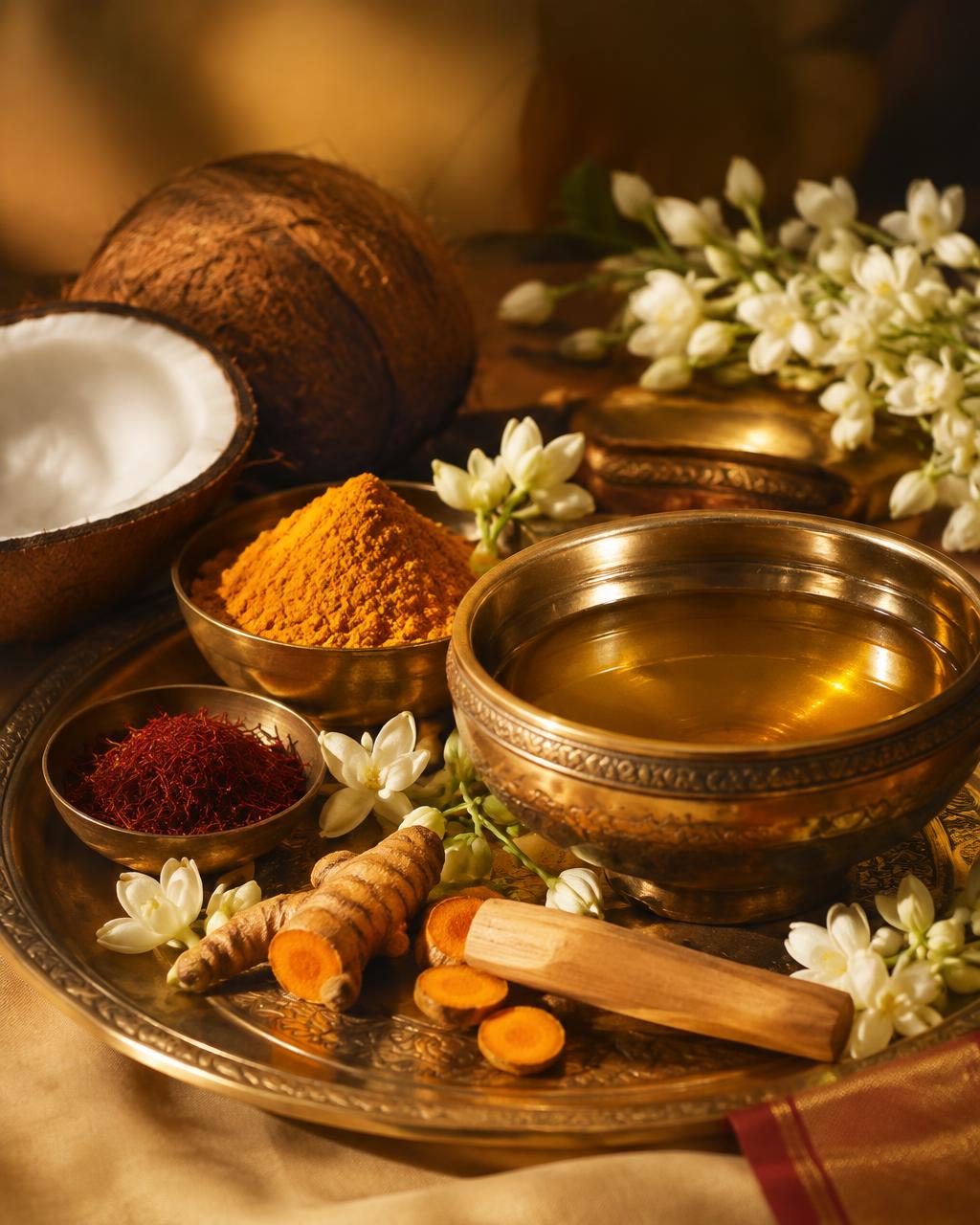 India beauty ritual still life